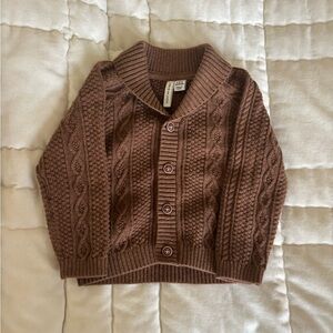 Janie and Jack Tan Cable Knit Cardigan